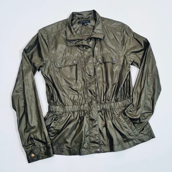 THEORY womans Windbreaker Military Green Jacket Size S - Picture 4 of 12